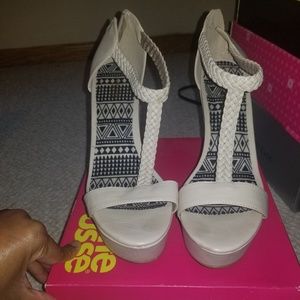 Charlotte Russe - cream wedge platform heels